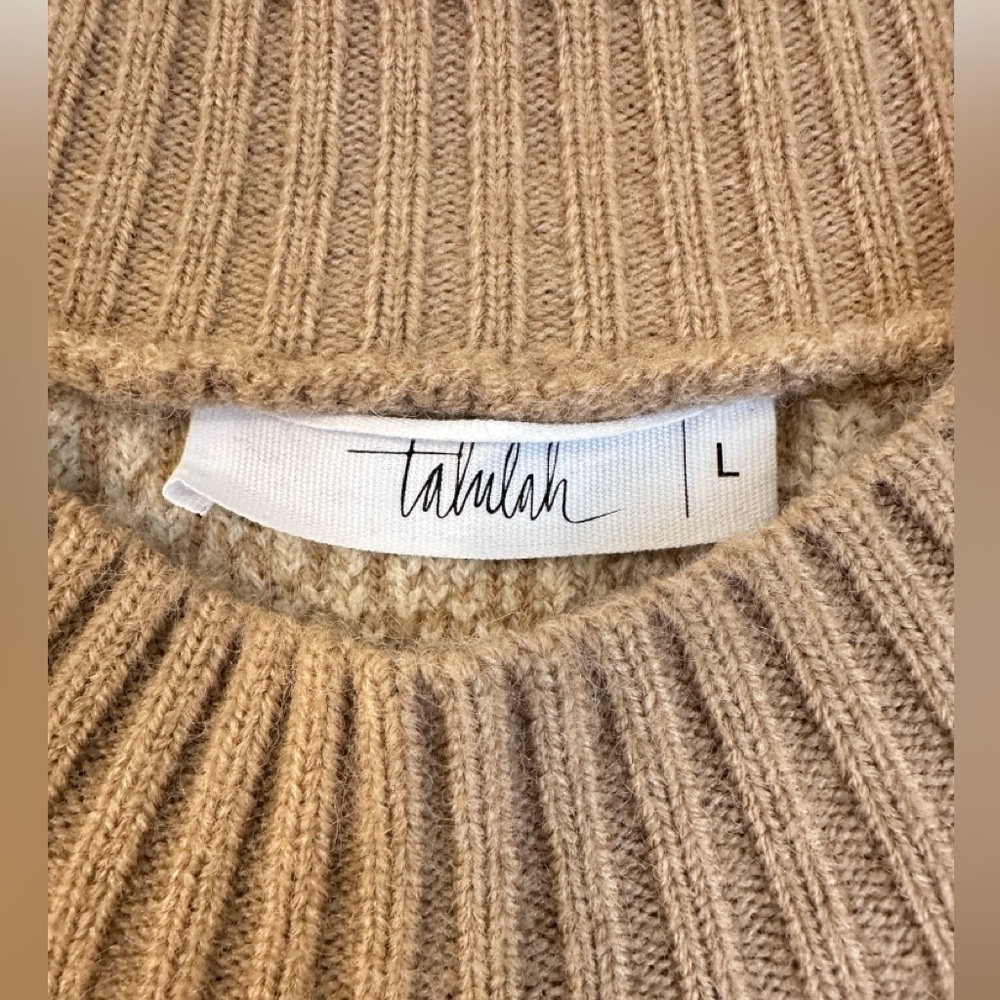 TALULAH Checkered Tan and Cream Sweater Large - Picture 2 of 3